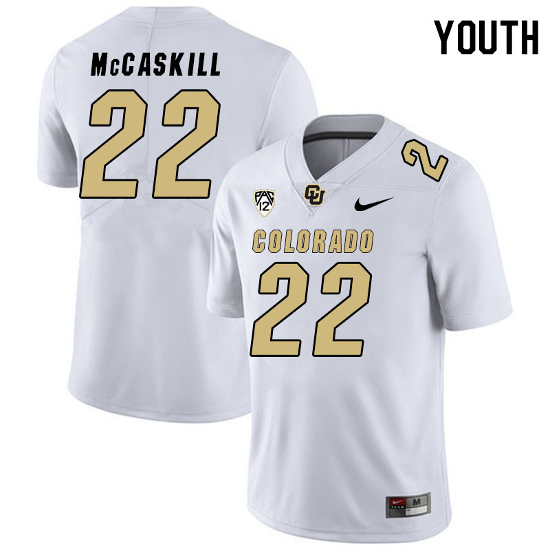 Youth #22 Alton McCaskill Colorado Buffaloes College Football Jerseys Stitched Sale-White